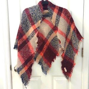 Candie's Flannel Fushia Maroon Triangle Blanket Scarf